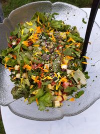 Salat mit Bl&uuml;ten und Kr&auml;utern